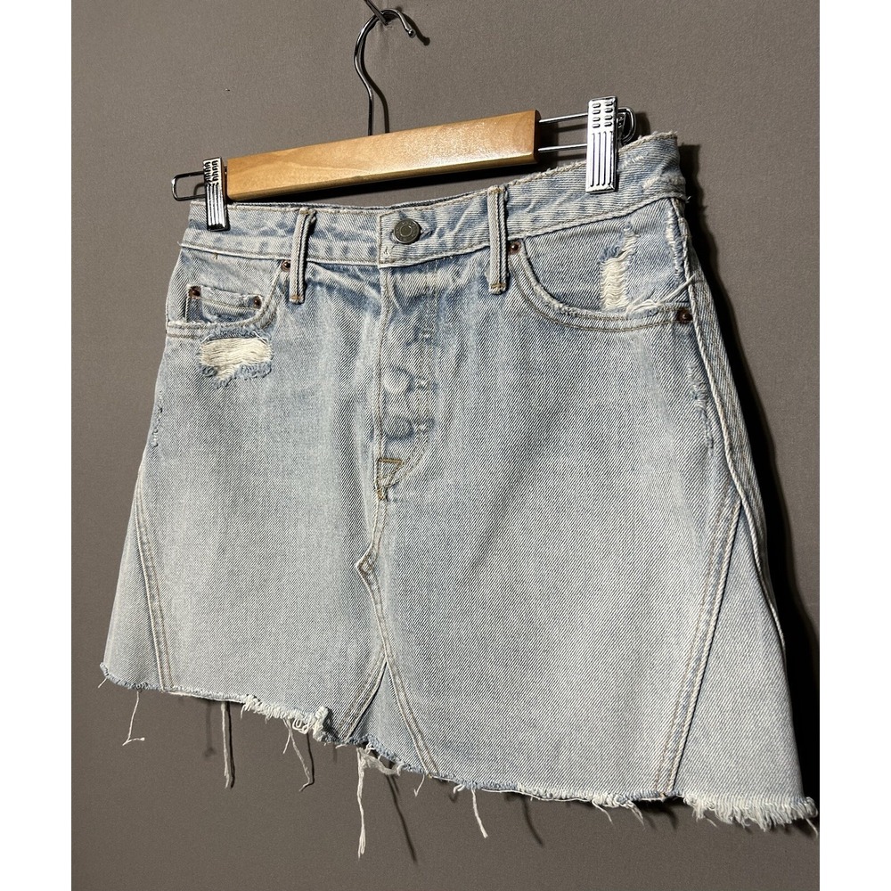 GRLFRND Eva Denim Size 26 A-Line Mini Skirt Button-Fly Women's - Picture 2 of 9